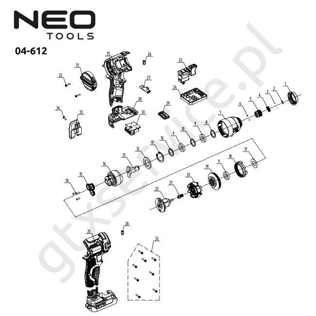 Zakrętarka udarowa akumulatorowa bezszczotkowa Energy+ 18V, Li-Ion, bez akumulatora - NEO TOOLS 04-612 
