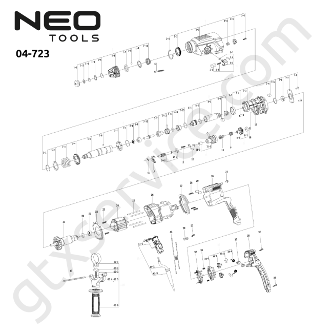Młotowiertarka SDS+ 900W,3.5J walizka - NEO TOOLS 04-723 