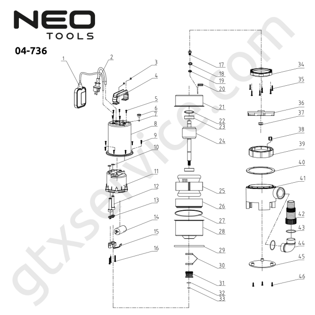 Pompa zanurzeniowa do wody brudnej 1100W - NEO TOOLS 04-736 