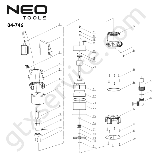 Pompa zanurzeniowa do wody brudnej 900W, 16000l/h - NEO TOOLS 04-746 