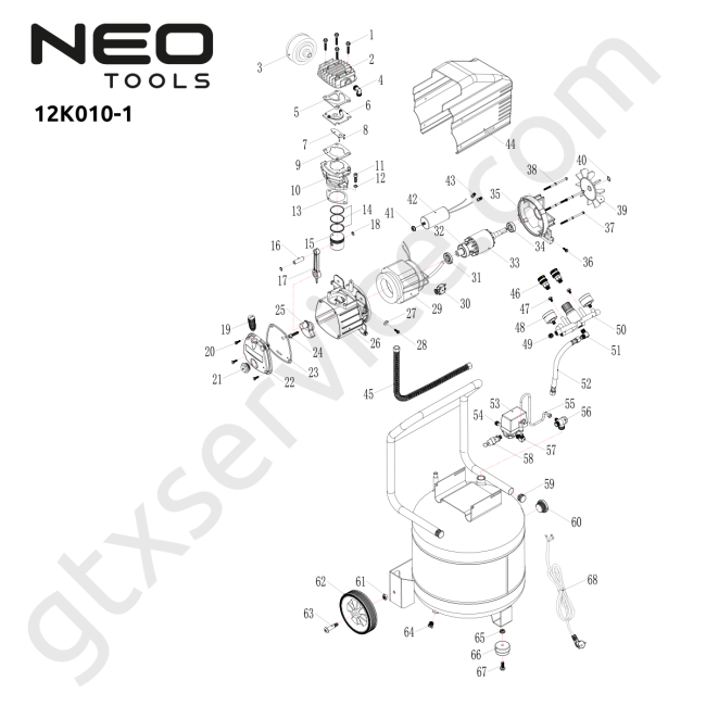 Kompresor olejowy pionowy 40l, 230V - NEO TOOLS 12K010-1 