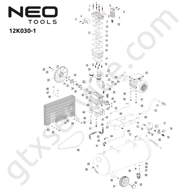 Kompresor olejowy 100l, 230V - NEO TOOLS 12K030-1 