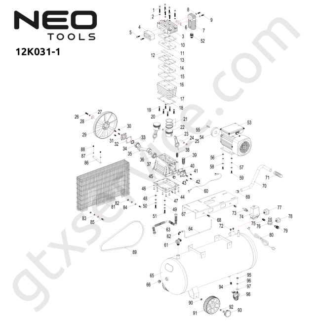 Kompresor olejowy 150l, 230V - NEO TOOLS 12K031-1 