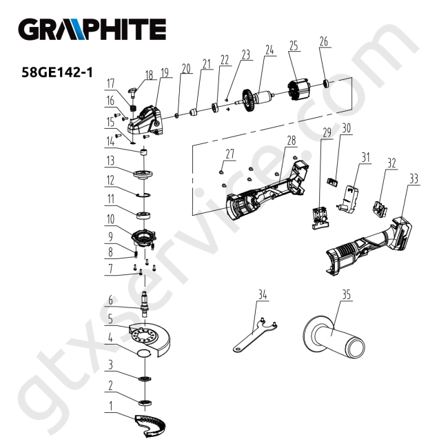 Szlifierka kątowa bezszczotkowa Energy+ 18V z regulacją, 125mm, bez akumulatora - GRAPHITE 58GE142-1 