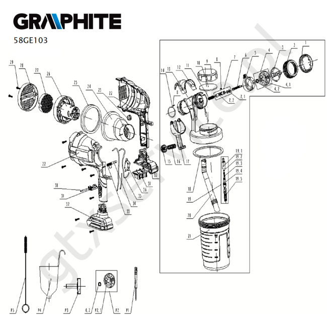 Pistolet natryskowy - GRAPHITE 58GE103 