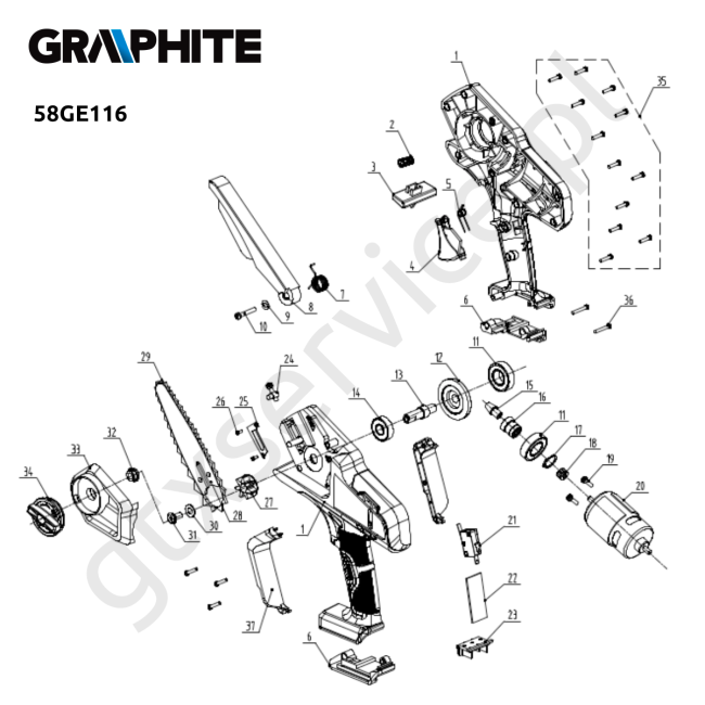 Mini piła łańcuchowa - GRAPHITE 58GE116 