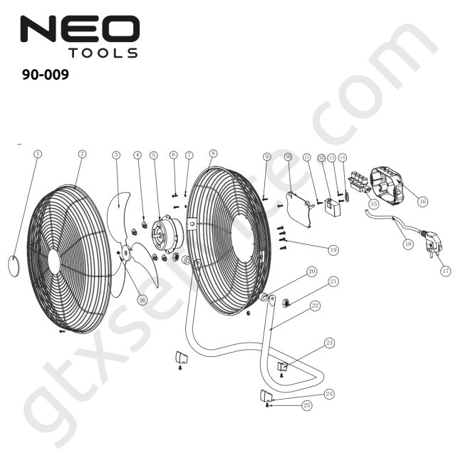 Wentylator podłogowy 50W, średnica 30 cm, 3 prędkości nawiewu - NEO TOOLS 90-009 