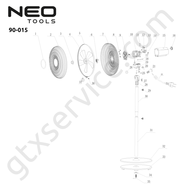 Wentylator podłogowy 50W, śr. 40 cm, 3 prędkości, oscylacja, biały - NEO TOOLS 90-015 