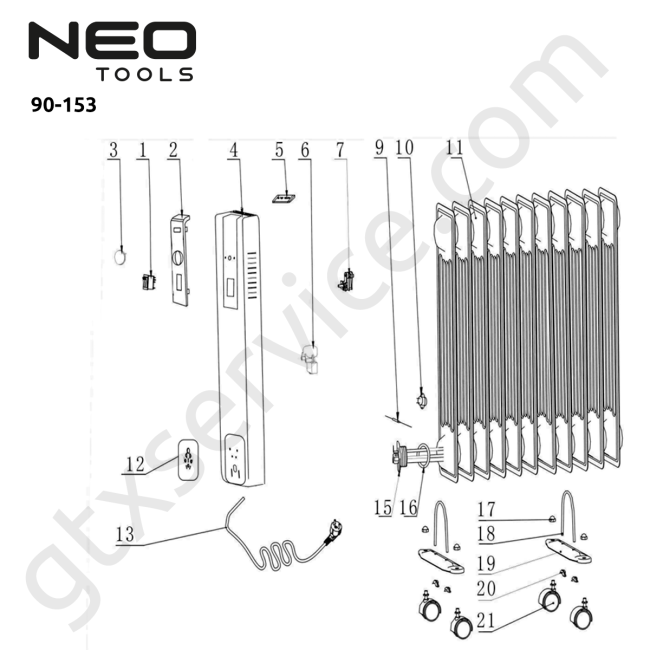 Grzejnik olejowy 2500W 11 żeber - NEO TOOLS 90-153 