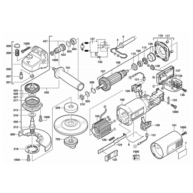 Szlifierka kątowa - MILWAUKEE AGV15-125XC 4000381551 - (rysunek techniczny)

