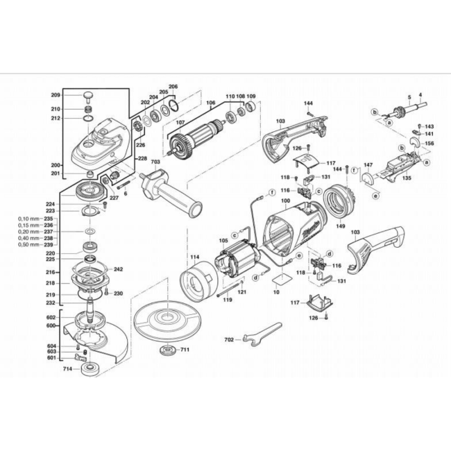 Szlifierka kątowa - MILWAUKEE AGV21-230E 4000402181 - (rysunek techniczny)

