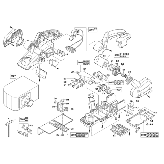 Strugarka - AEG BHO18 4000404371 - (rysunek techniczny)
