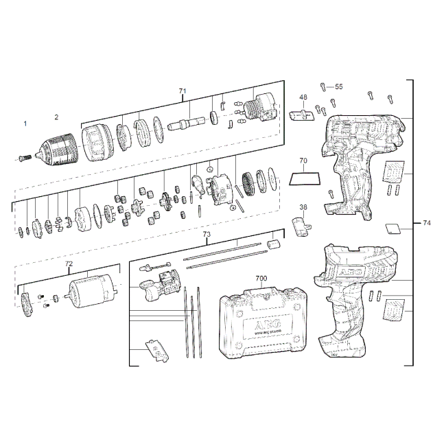 Wiertarko wkrętarka - AEG BS14G3LI-202C 4000452189 - (rysunek techniczny)

