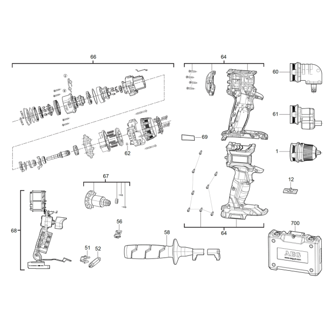 Wiertarko wkętarka - AEG BSB18CBLLELI-252C 4000467763 - (rysunek techniczny)
