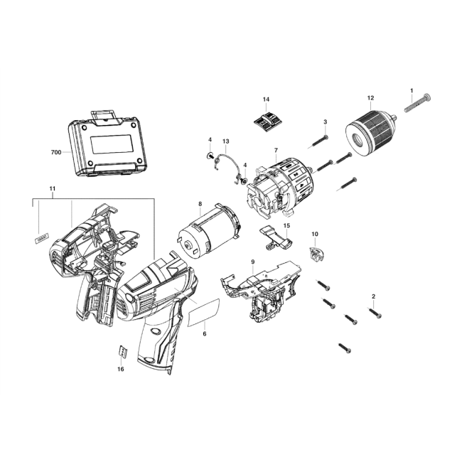Wiertarko - wkretarka - MILWAUKEE C12DD-0 4000431208 - (rysunek techniczny)
