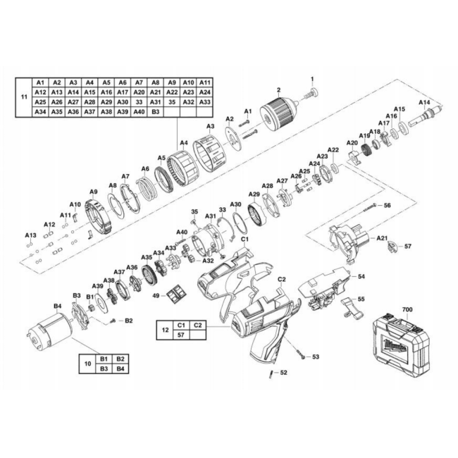Wiertarko-wkrętarka udarowa - MILWAUKEE C12PD  4000413776 - (rysunek techniczny)
