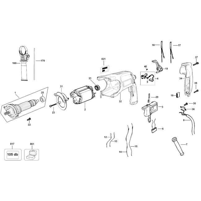Młotowiertarka - DEWALT D25113K 