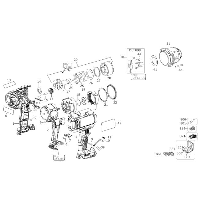 Klucz udarowy 18V - DEWALT DCF899 