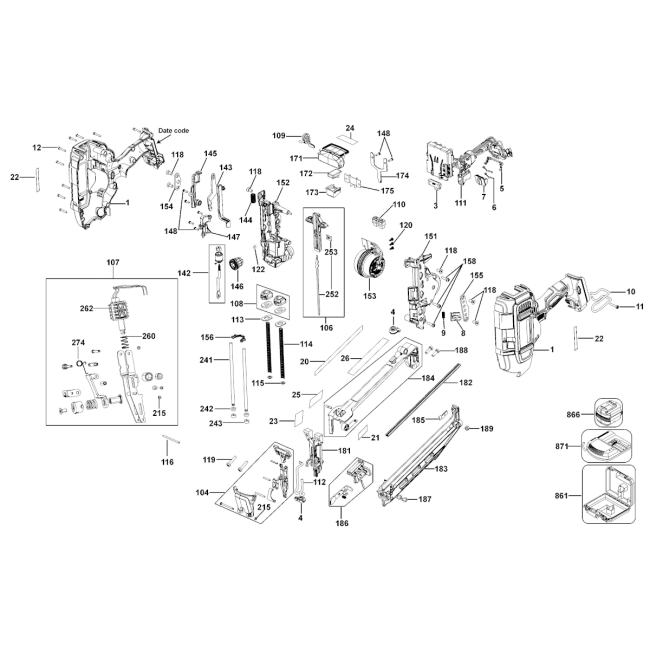 Gwoździarka - DEWALT DCN660 Typ 2 - (rysunek techniczny)

