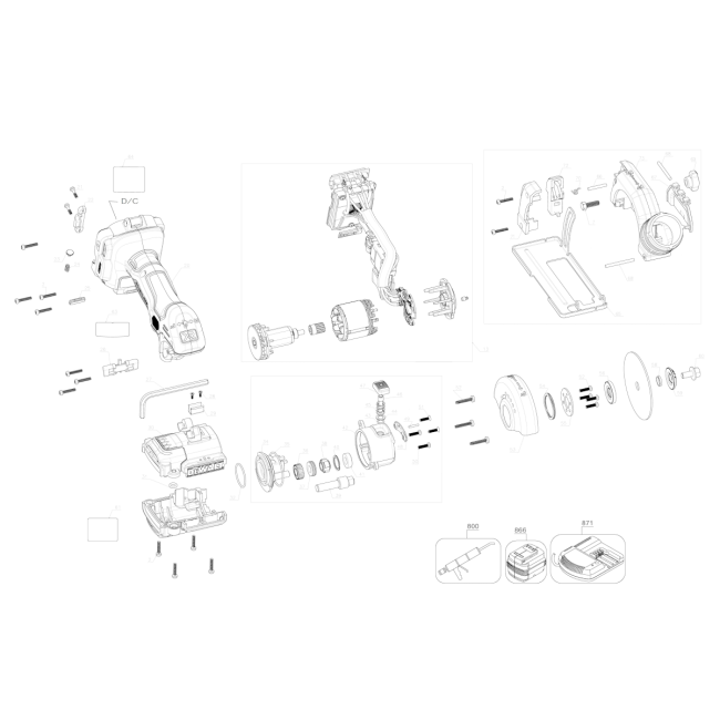 Pilarka tarczowa - DEWALT DCS438E2T Typ 1 - (rysunek techniczny)
