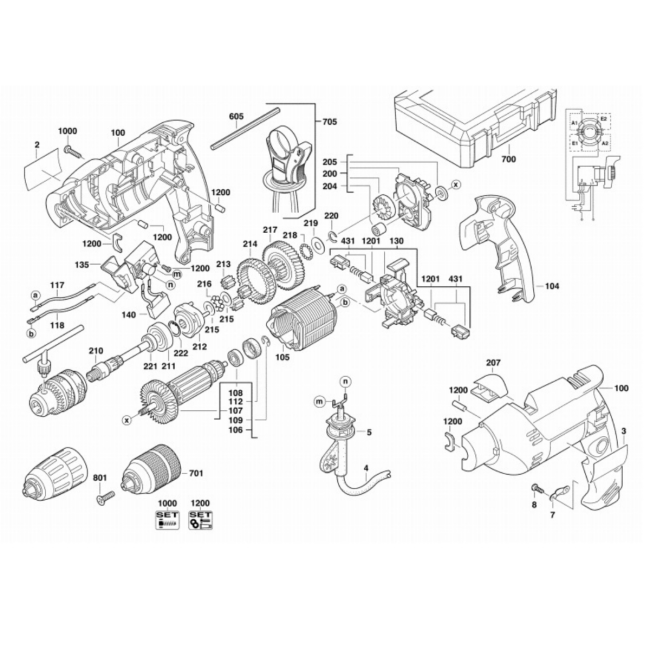 Wiertarka udarowa - MILWAUKEE DE13RP 4000409195 - (rysunek techniczny)
