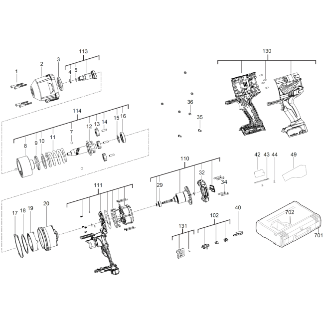 Klucz udarowy - MILWAUKEE M18ONEFHIWF12-0X 4000467195 - (rysunek techniczny)
