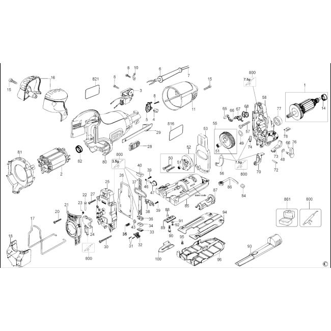 Wyrzynarka - DEWALT DW333K-QS Typ 2 - (rysunek techniczny)
