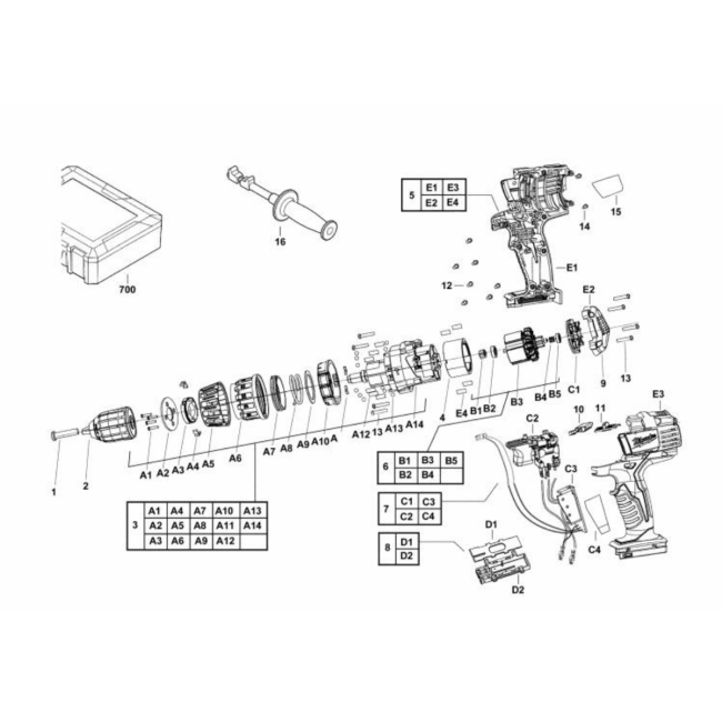 Wiertarko wkrętarka - MILWAUKEE HD28PD-0X 4000416831 - (rysunek techniczny)
