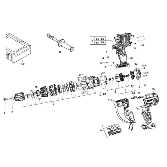 Wiertarko wkrętarka - MILWAUKEE HD28PD-0 4000431265 - (rysunek techniczny)

