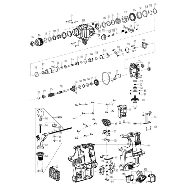 Młotowiertarka - EINHELL HEROCCO3628 4513950-21021 - (rysunek techniczny)
