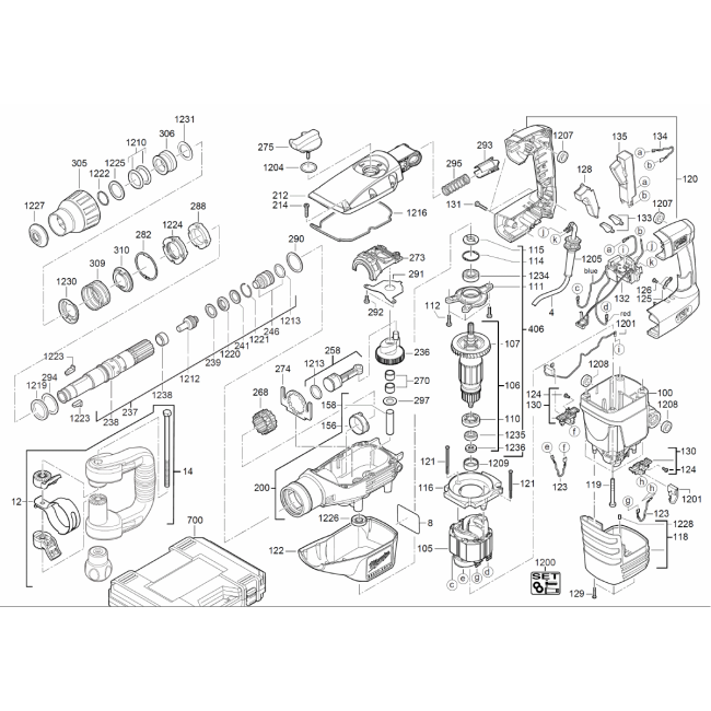 Młotowiertarka SDS-MAX - MILWAUKEE K500S 4000442158 - (rysunek techniczny)
