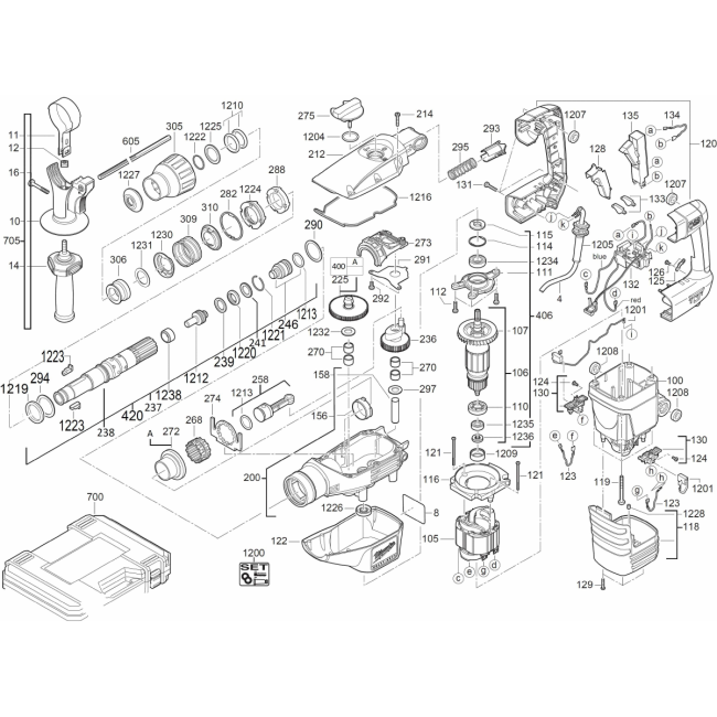 Młotowiertarka SDS-Max - MILWAUKEE K545S 4000442196 - (rysunek techniczny)
