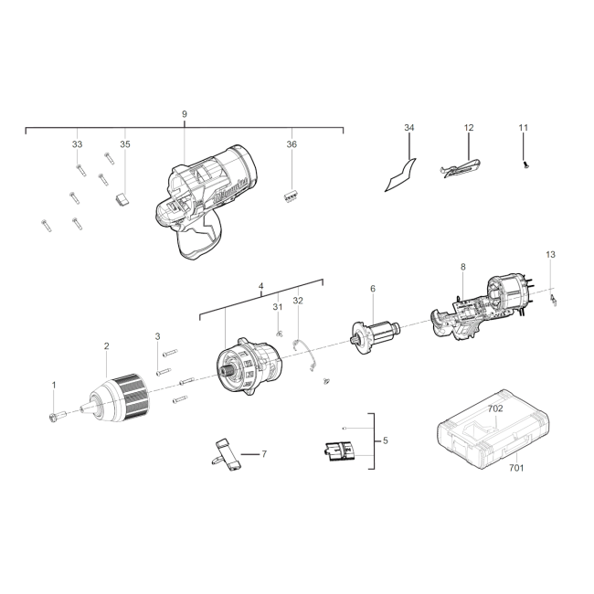 Wiertarko wkrętarka - MILWAUKEE M12FDD 4000469669 - (rysunek techniczny)
