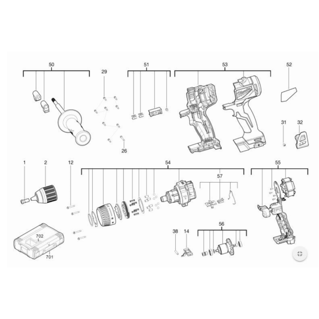Wiertarko-wkrętarka - MILWAUKEE M18BLPD2-0X 4000469172 - (rysunek techniczny)
