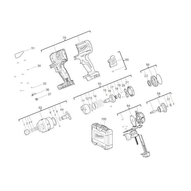 Zakrętarka udarowa - MILWAUKEE M18CBLID-0 4000467824 - (rysunek techniczny)
