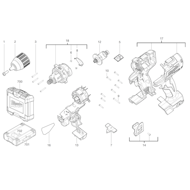 Wiertarko wkrętarka udarowa - MILWAUKEE M18CBLPD 