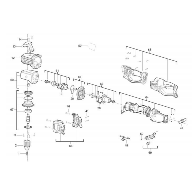 Wiertarka kątowa - MILWAUKEE M18CRAD-0 4000447731 - (rysunek techniczny)
