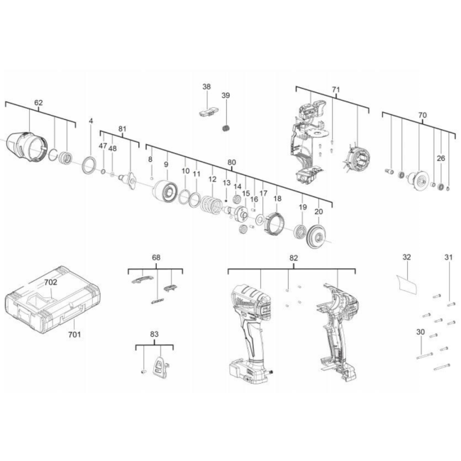 Klucz udarowy - MILWAUKEE M18FIWF12-0 4000452508 - (rysunek techniczny)
