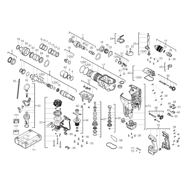 Młotowiertarka - MILWAUKEE M18ONEFHPX 4000477945 - (rysunek techniczny)
