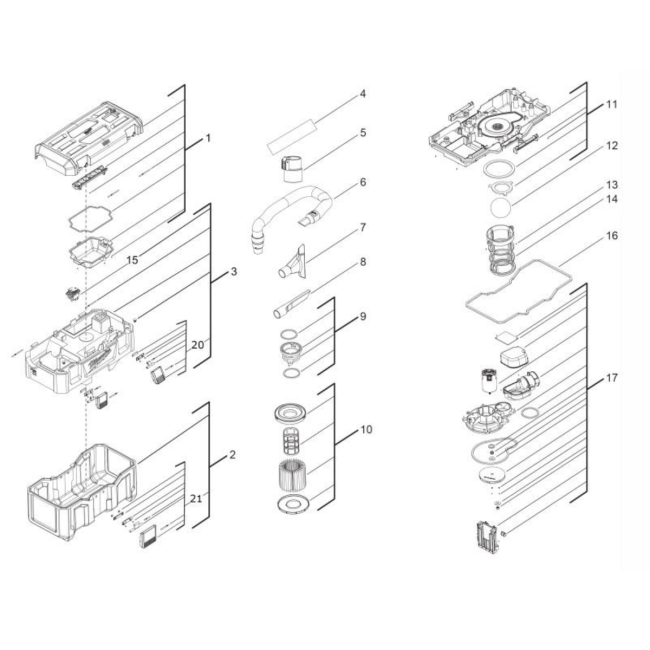 Odkurzacz akumulatorowy - MILWAUKEE M18VC-2 4000460330 - (rysunek techniczny)
