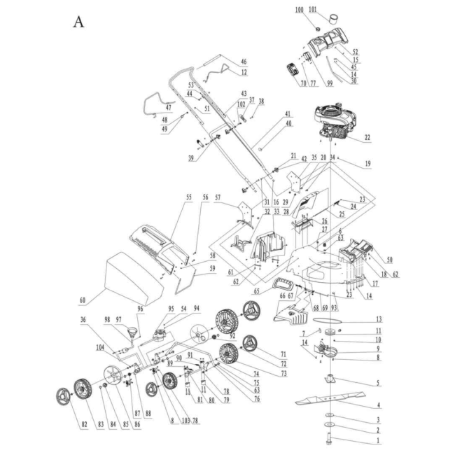 Kosiarka spalinowa (od 07.2021) - SCHEPPACH MS225-53EPL 59112459958 - (rysunek techniczny)

