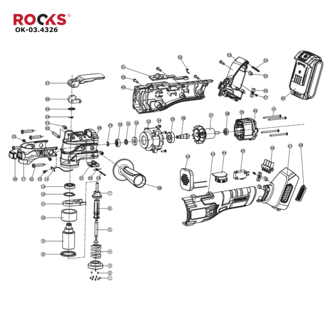 20V AQ-ONE  Urządzenie wielofunkcyjne, oscylacyjne multitool BSL SYSTEM,10-19 K rpm, kpl z aku. - ROOKS OK-03.4326 