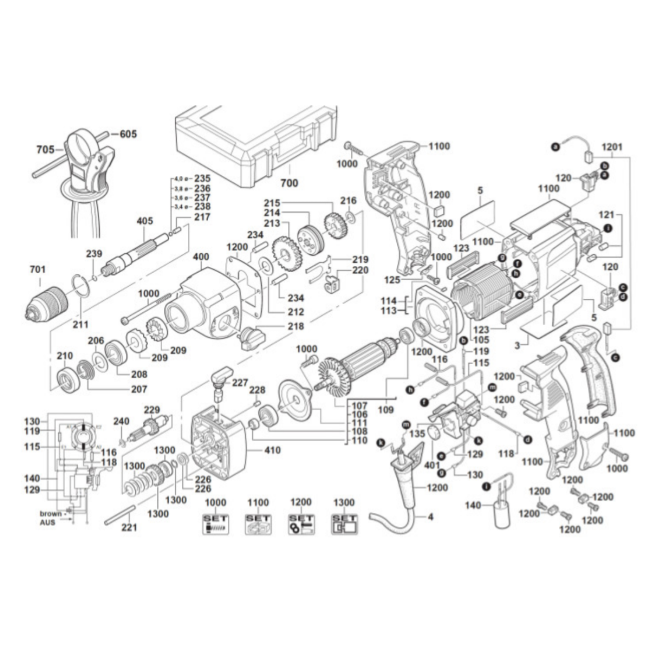 Młotowiertarka - MILWAUKEE PD2E24RS 4000380463 - (rysunek techniczny)
