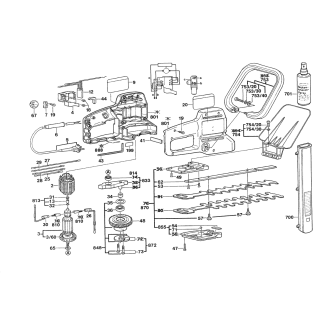 NOŻYCE DO ŻYWOPŁOTU - BOSCH ZIELONY PHS36G 0600830003 - (rysunek techniczny)
