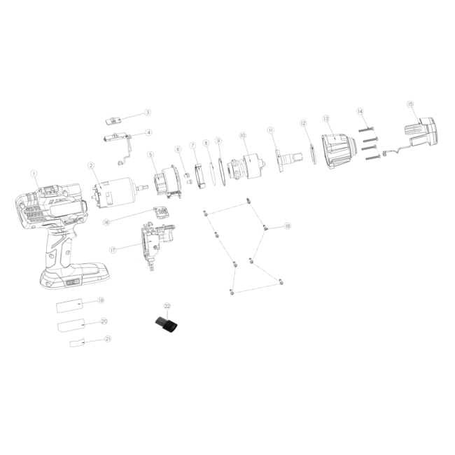 Klucz udarowy - RYOBI R18IW3-0 4000444448 - (rysunek techniczny)
