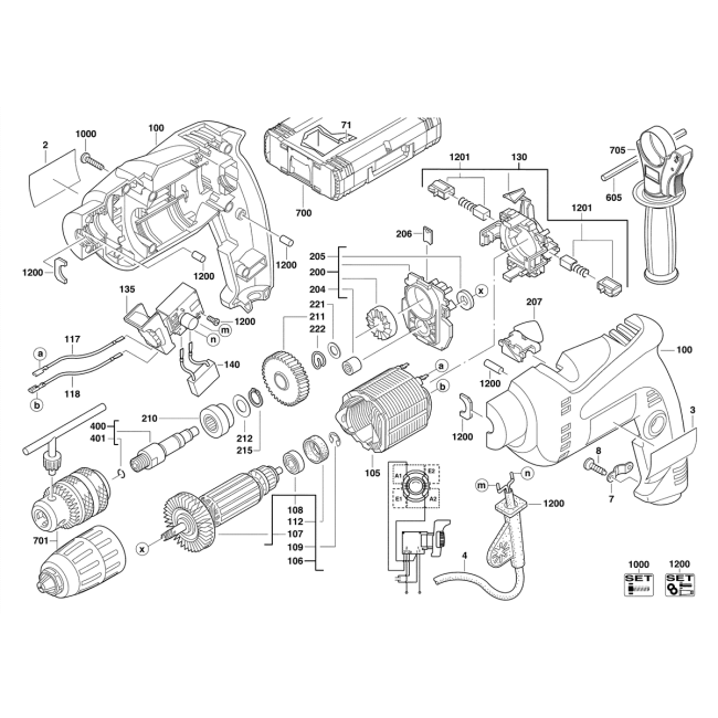 Wiertarka udarowa - AEG SBE570R 4000330966 - (rysunek techniczny)
