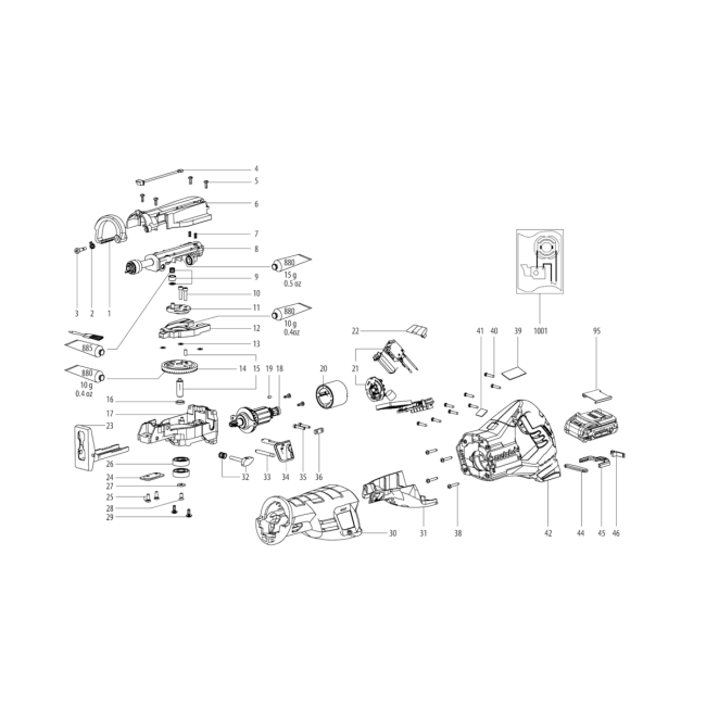 Pilarka szablasta - METABO SSEP18LT 1616000 - (rysunek techniczny)

