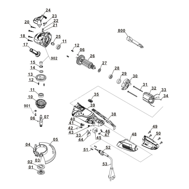 Szlifierka kątowa - EINHELL TE-AG115 4430850-11010 - (rysunek techniczny)
