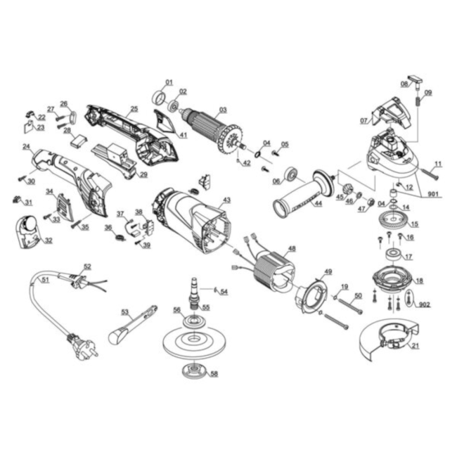 Szlifierka kątowa - EINHELL TE-AG125CE 21060 - (rysunek techniczny)
