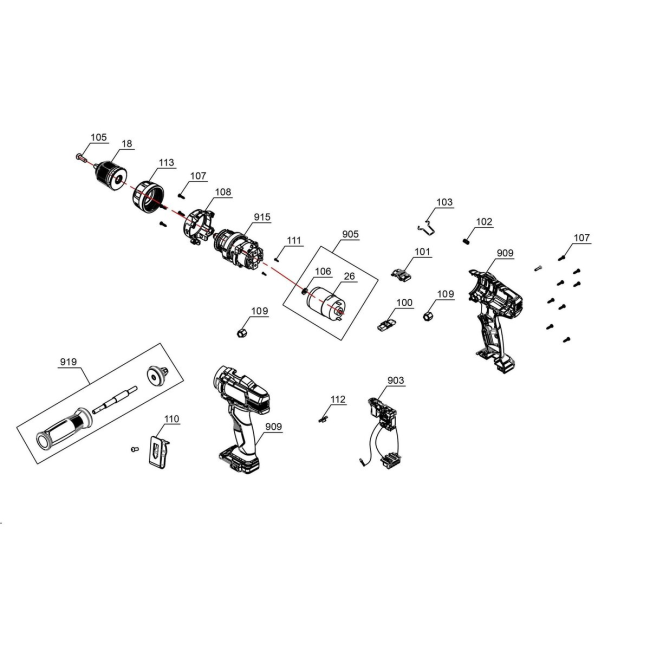 Wiertarko-wkrętarka - EINHELL TE-CD1848LIISOLO 4513926-21020 - (rysunek techniczny)
